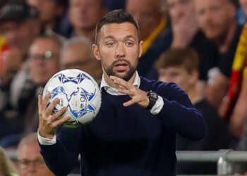 Ajax-selectie op de club gehouden door trainer Farioli na wedstrijd tegen Go Ahead Eagles